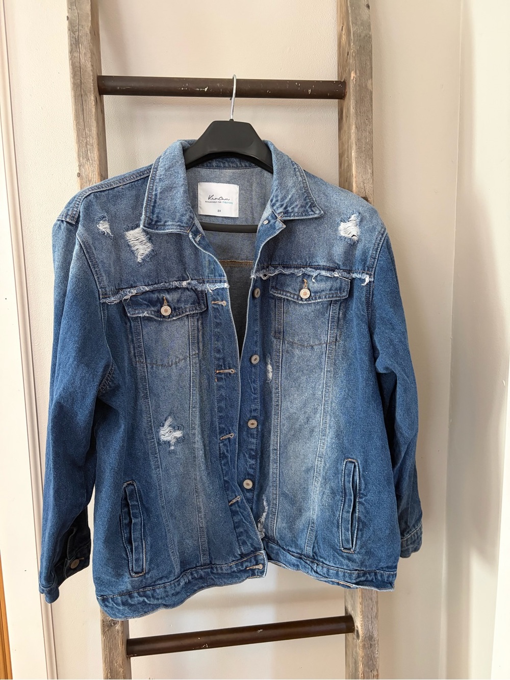 KanCan Blue Distressed Denim Jacket